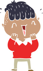 flat color style cartoon happy boy surprised