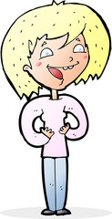 cartoon excited woman