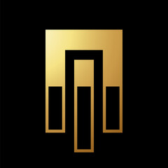 Gold Abstract Rectangle Shaped Letter M Icon