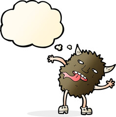 funny cartoon monster with thought bubble