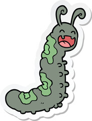 sticker of a funny cartoon caterpillar