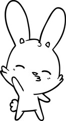 curious waving bunny cartoon