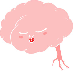 flat color style cartoon brain