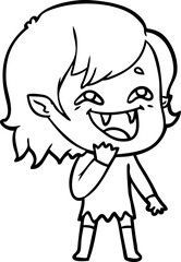 Fototapeta na wymiar cartoon laughing vampire girl