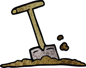 cartoon doodle shovel in dirt