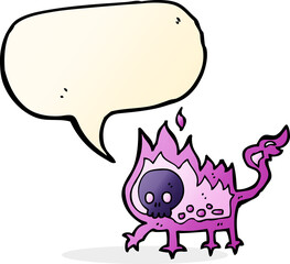 cartoon little imp with speech bubble