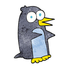 freehand textured cartoon penguin