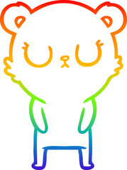 rainbow gradient line drawing of a peaceful cartoon bear