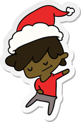 hand drawn christmas sticker cartoon of kawaii boy