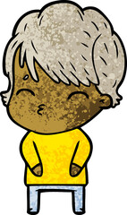 cartoon woman thinking