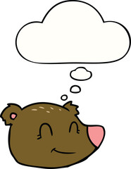 cartoon happy bear face with thought bubble