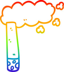 rainbow gradient line drawing of a cartoon cigarette