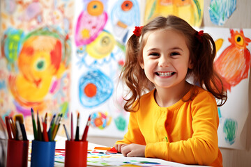 Gl&uuml;ckliches Kind beim Malen