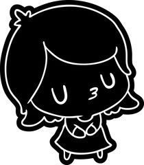 cartoon icon of a cute kawaii girl