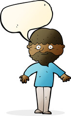 cartoon happy man with speech bubble