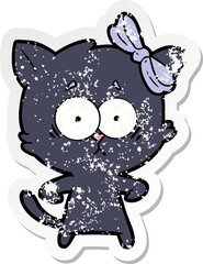 distressed sticker of a cartoon cat