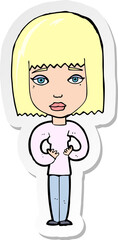 sticker of a cartoon woman indicating self