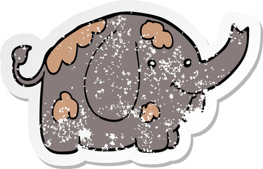 distressed sticker of a cartoon elephant