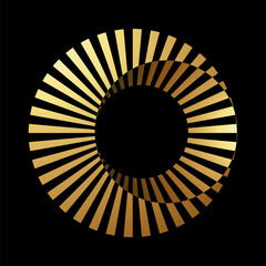 Gold Abstract Striped Icon with Overlapping Circles