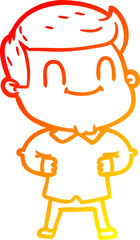 warm gradient line drawing of a cartoon friendly man