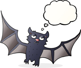 freehand drawn thought bubble cartoon halloween bat