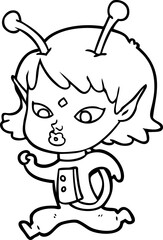 pretty cartoon alien girl running