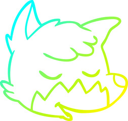 cold gradient line drawing of a cartoon fox face