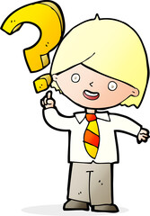 cartoon boy with question