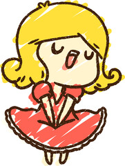 singing girl cartoon doodle drawing