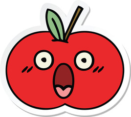 Obraz premium sticker of a cute cartoon red apple