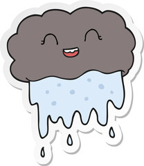 sticker of a cartoon rain cloud