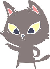 confused flat color style cartoon cat