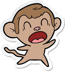 sticker of a shouting cartoon monkey