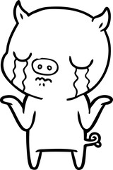cartoon pig crying