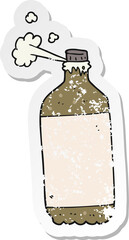 retro distressed sticker of a cartoon fizzing cola