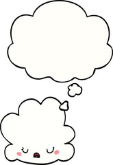 cute cartoon cloud with thought bubble