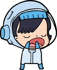 cartoon astronaut woman explaining