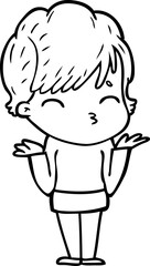 cartoon woman thinking