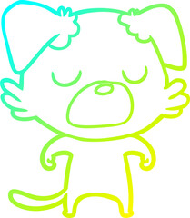 cold gradient line drawing of a cartoon dog
