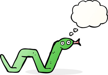 funny cartoon snake with thought bubble