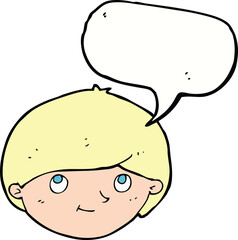 cartoon happy man with speech bubble