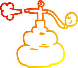 warm gradient line drawing of a cartoon perfume bottle spray