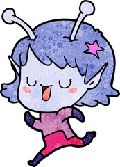 happy alien girl cartoon