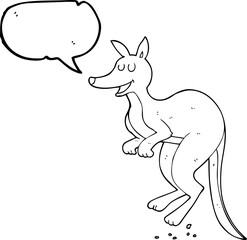 freehand drawn speech bubble cartoon kangaroo