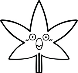 line drawing cartoon of a autumnal leaf