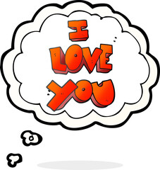 I love you freehand drawn thought bubble cartoon symbol
