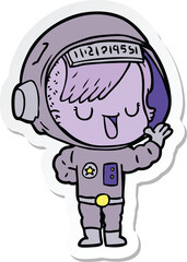 Obraz premium sticker of a cartoon astronaut woman