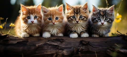 Four kittens. Generative AI.