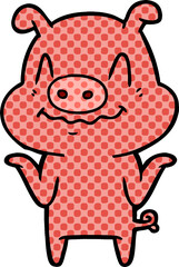 nervous cartoon pig