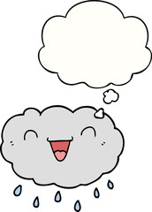 happy cartoon cloud with thought bubble